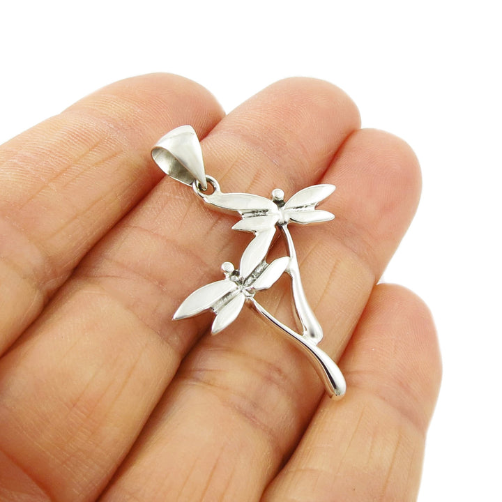 Sterling Silver Dragonfly Pendant Necklace - Handmade