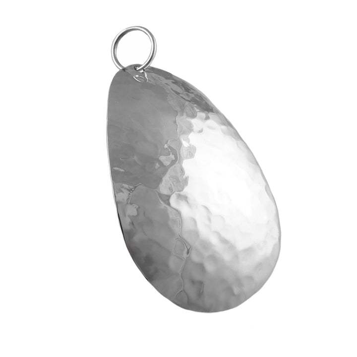 Hammered Oval Sterling Silver Pendant Necklace - Large