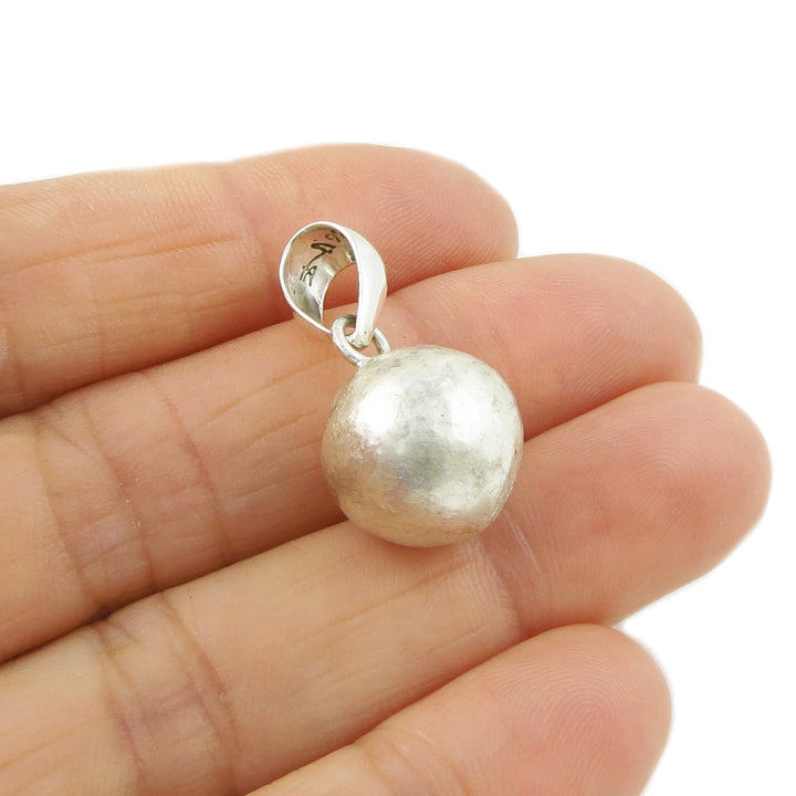 Brutalist Matt Brushed 925 Silver Ball Pendant