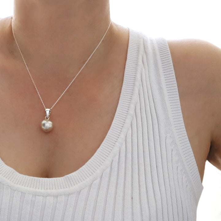 Brutalist Matt Brushed 925 Silver Ball Pendant