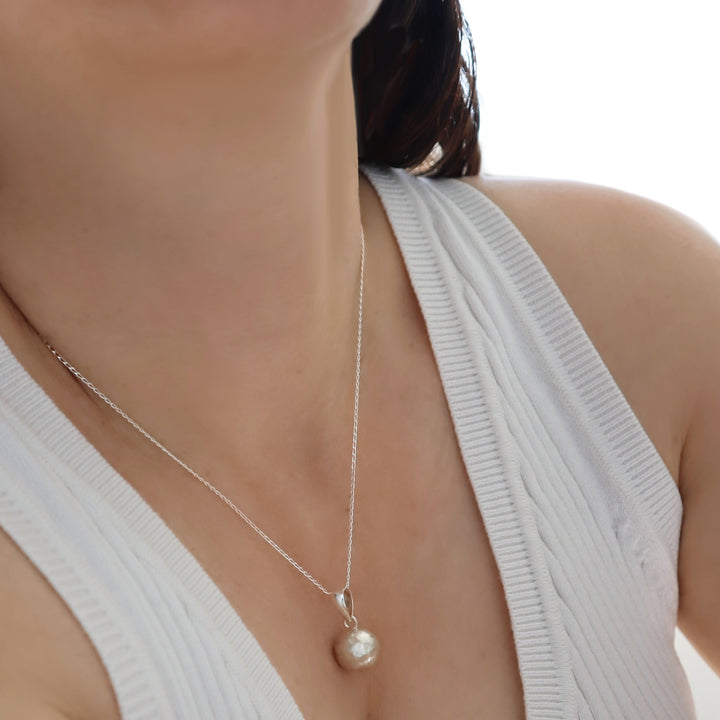 Brutalist Matt Brushed 925 Silver Ball Pendant