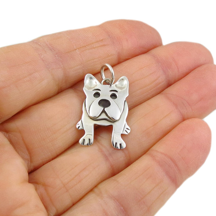 Silver Bulldog Pendant Necklace