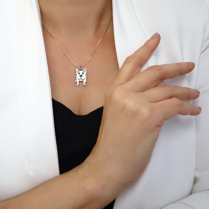 Silver Bulldog Pendant Necklace
