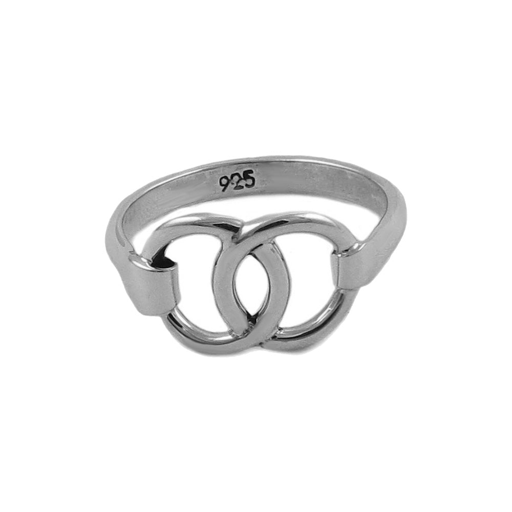 Equestrian Horse Snaffle Bit 925 Sterling Silver Ring for Women