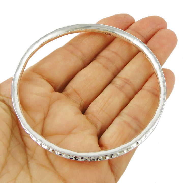 Handmade Women's 925 Sterling Silver Hammered Bangle