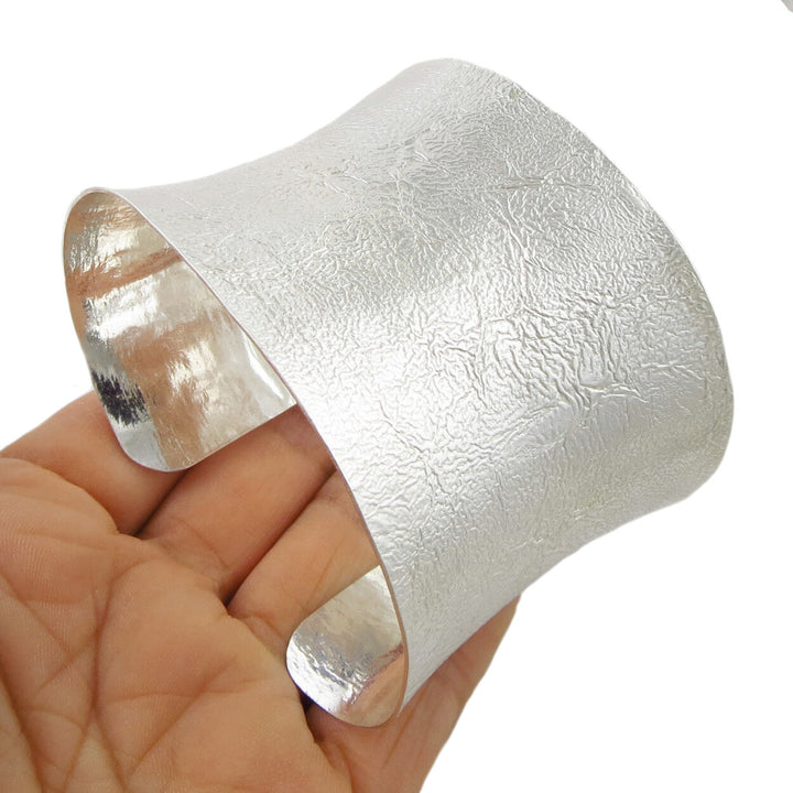 Crumpled Silver Cuff Bracelet By Maria Belen Nilson