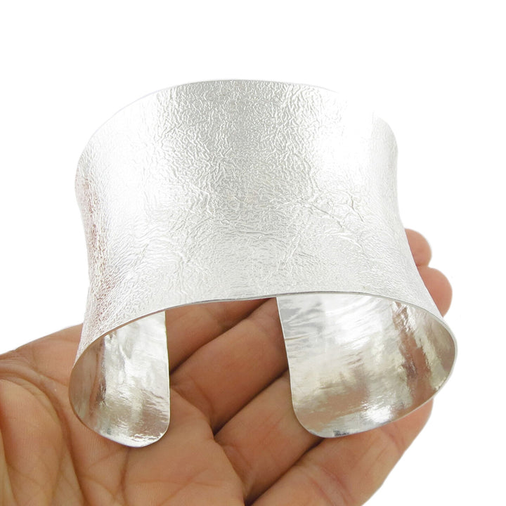 Crumpled Silver Cuff Bracelet By Maria Belen Nilson