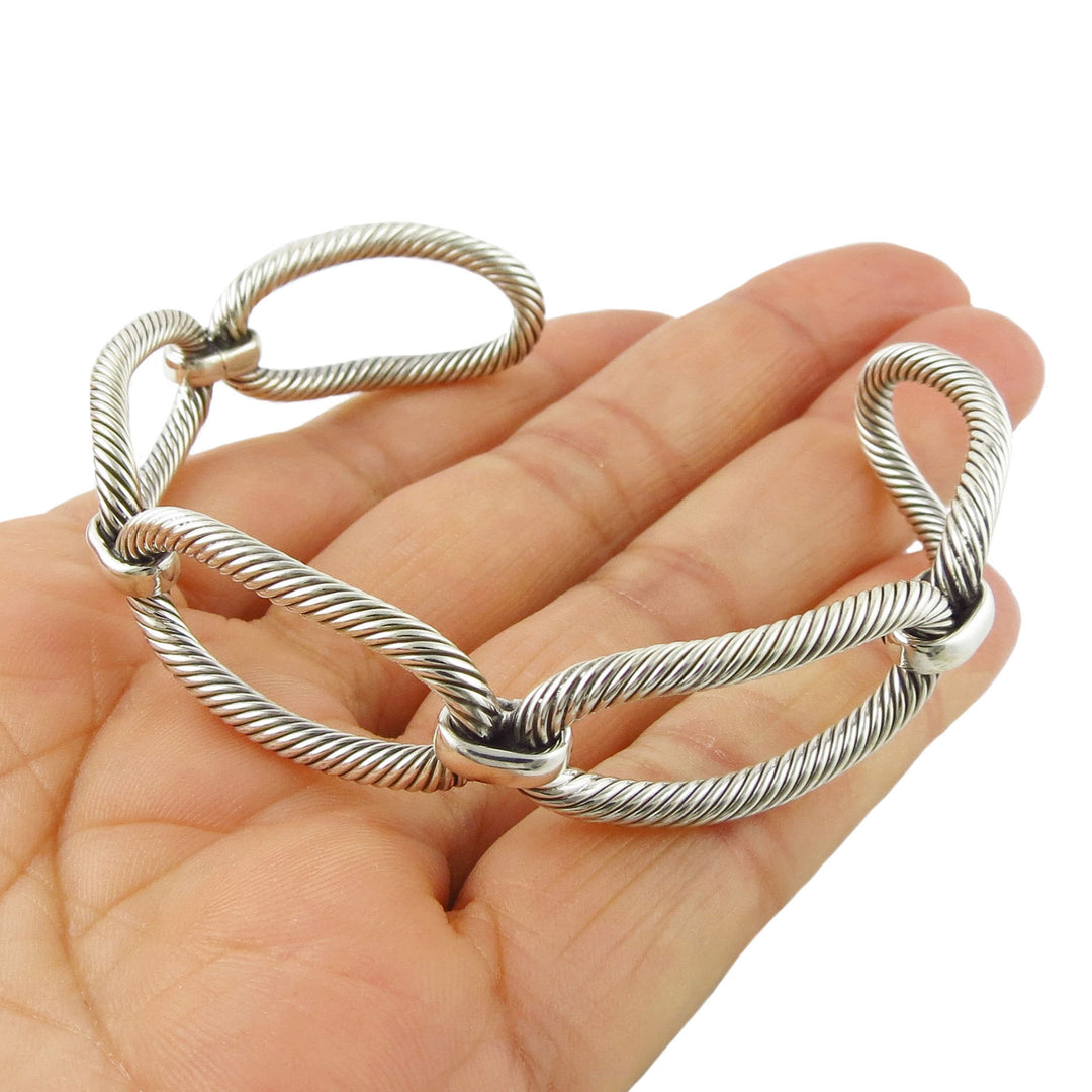 Chain Link Sterling Silver Bracelet Cuff