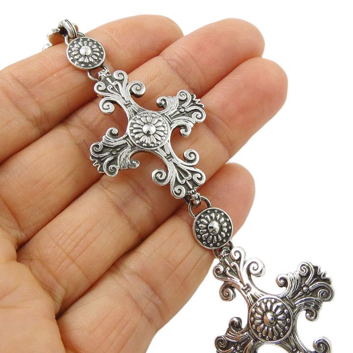 Baroque Taxco Silver Cross Bracelet - Maria Belen Nilson