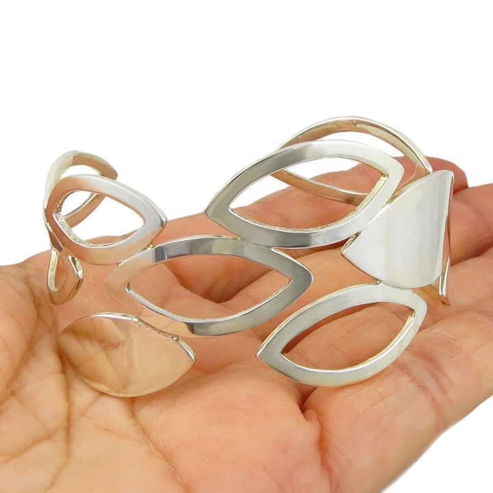 Sterling Silver Leaf Bracelet Cuff