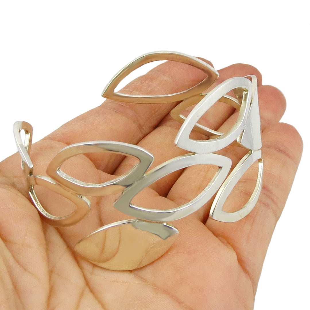 Sterling Silver Leaf Bracelet Cuff