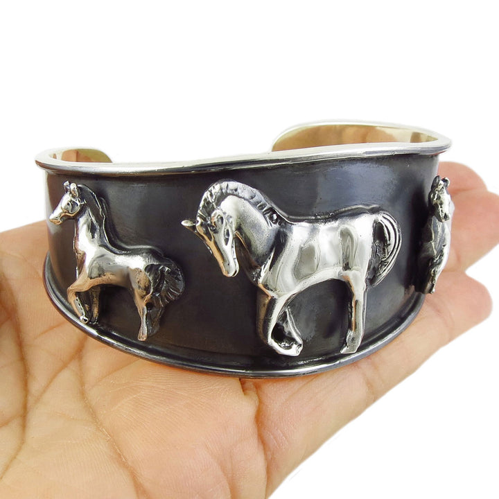 Equestrian Silver Horse Cuff Bracelet