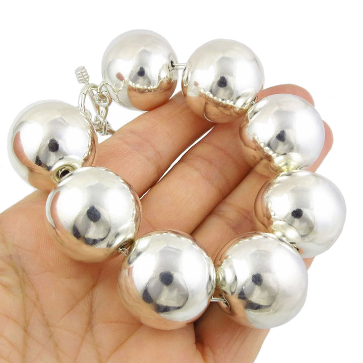 Chunky Ball Bead Sterling Silver Bracelet