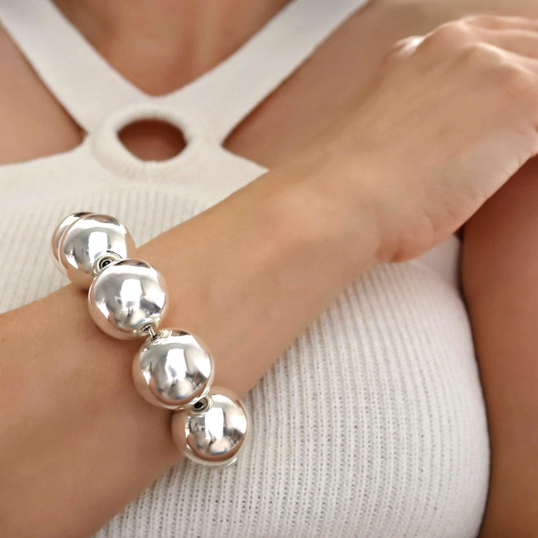 Chunky Ball Bead Sterling Silver Bracelet