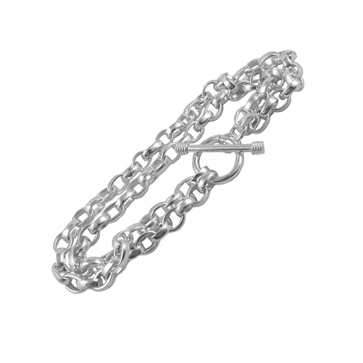 Double Silver Belcher Chain Bracelet