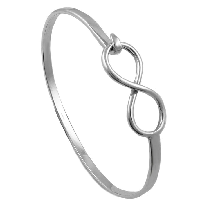 925 silver infinity bracelet on a white background