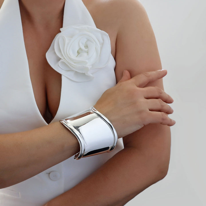 Large Polished Sterling Silver Cuff Bracelet