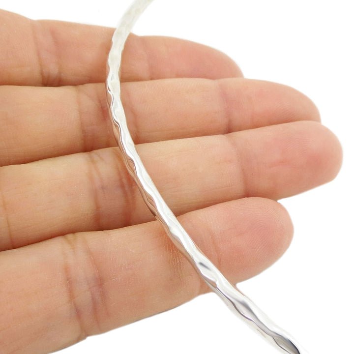 Hammered Sterling 925 Silver Choker Necklace Torc