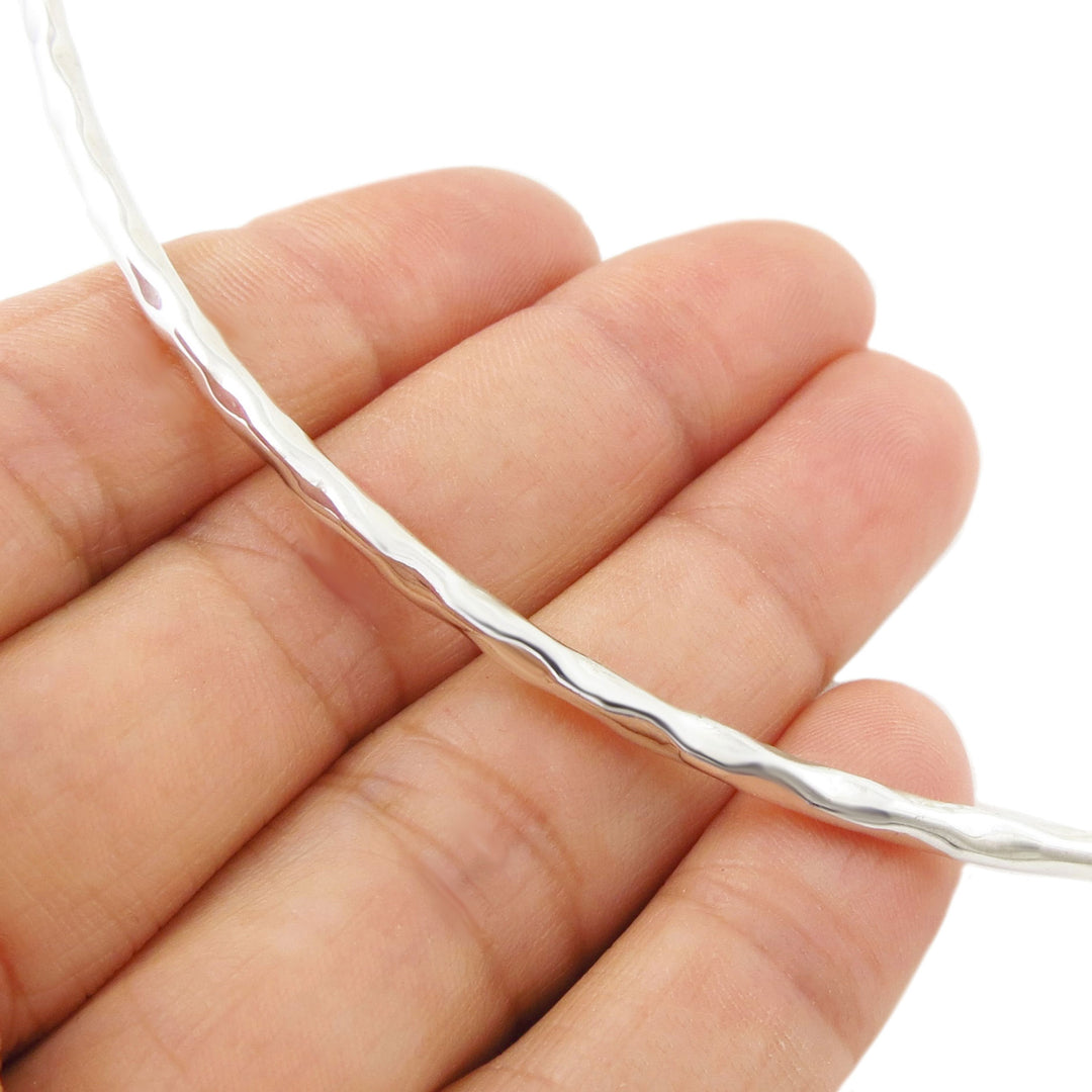 Hammered Sterling 925 Silver Choker Necklace Torc