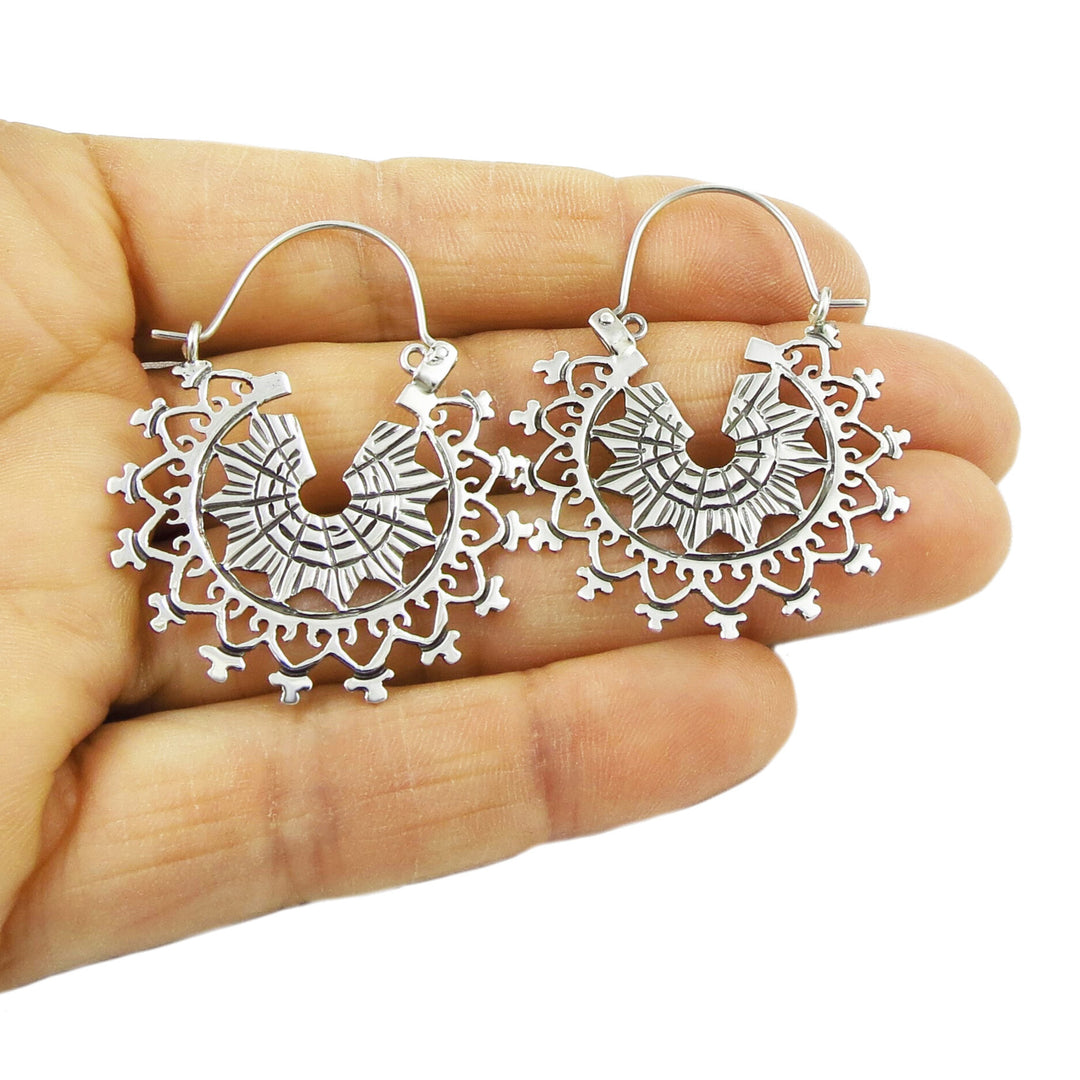 Large 925 Silver Creole Hoop Earrings