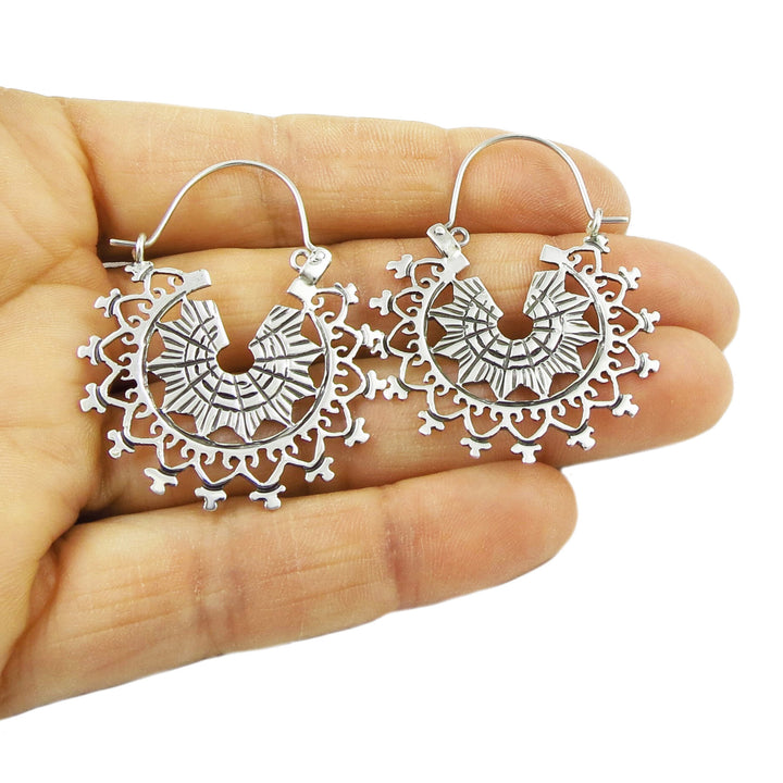Large 925 Silver Creole Hoop Earrings