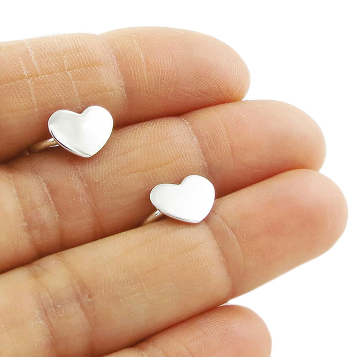 Love Heart Ear Cuffs - Earrings in Sterling Silver