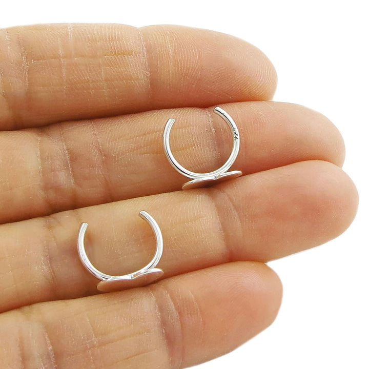 Love Heart Ear Cuffs - Earrings in Sterling Silver