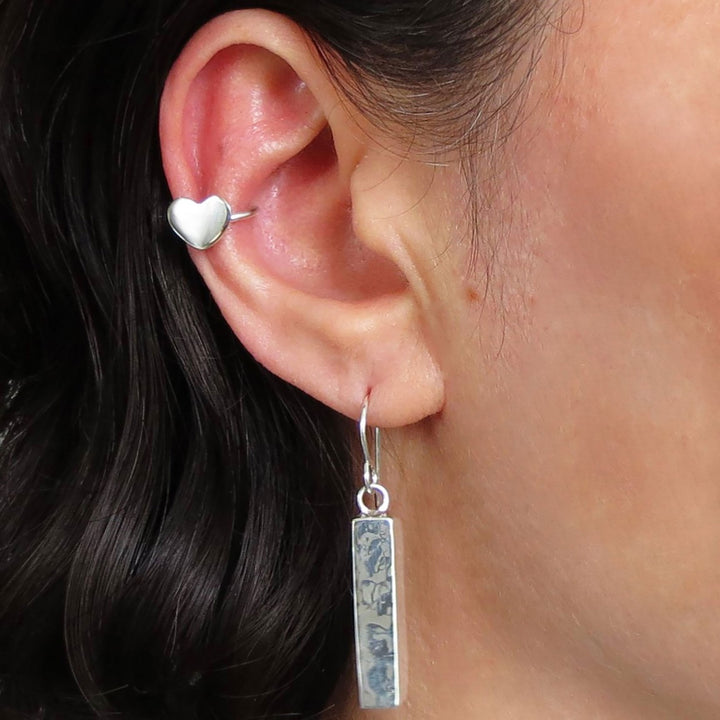 Love Heart Ear Cuffs - Earrings in Sterling Silver