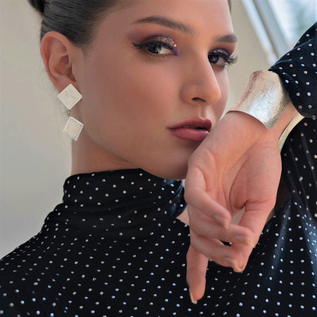 Crumpled Reticulated Silver Maria Belen Nilson Earrings