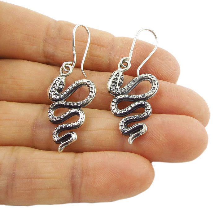 Sterling Silver Coiled Snake Serpent Earrings