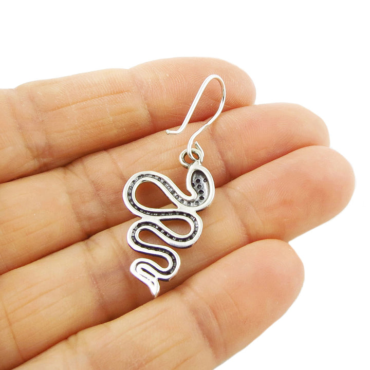 Sterling Silver Coiled Snake Serpent Earrings