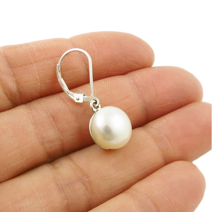 Lever Back 925 Silver and Pearl Dangle Earrings