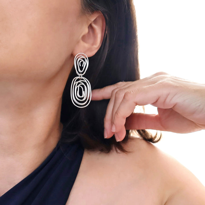 Illusion Spiral Silver Earrings