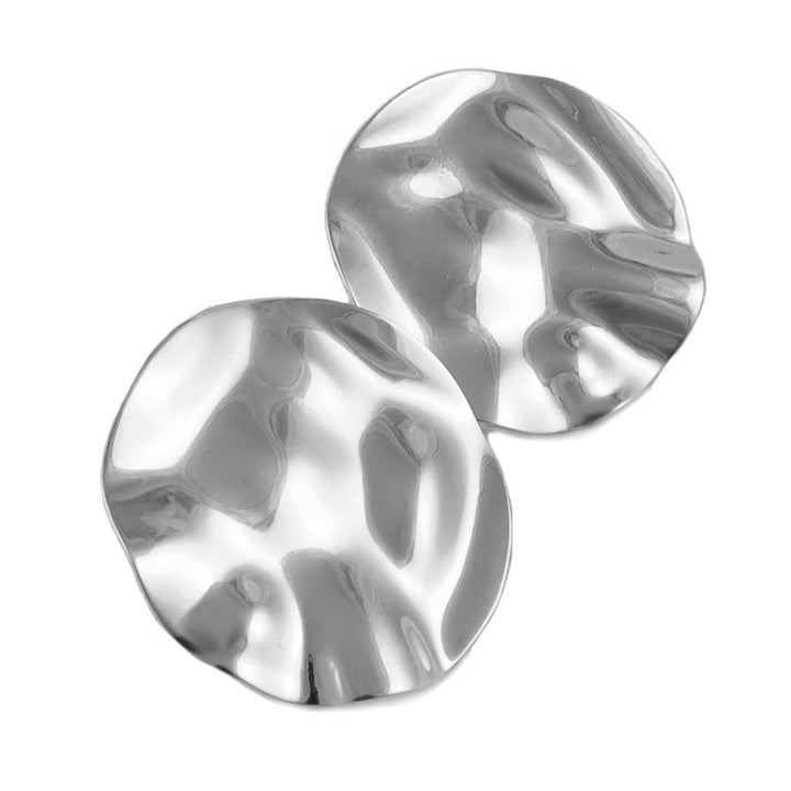 Large Sterling Silver Rippled Circle Earrings