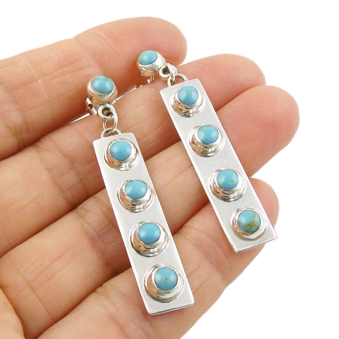 Long Rectangle Sterling Silver Earrings - Mexican Design