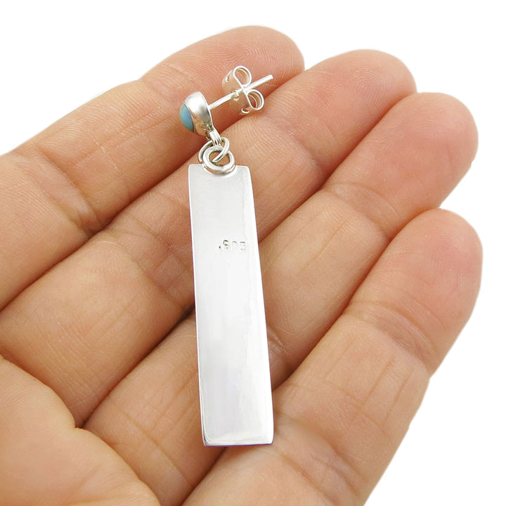 Long Rectangle Sterling Silver Earrings - Mexican Design