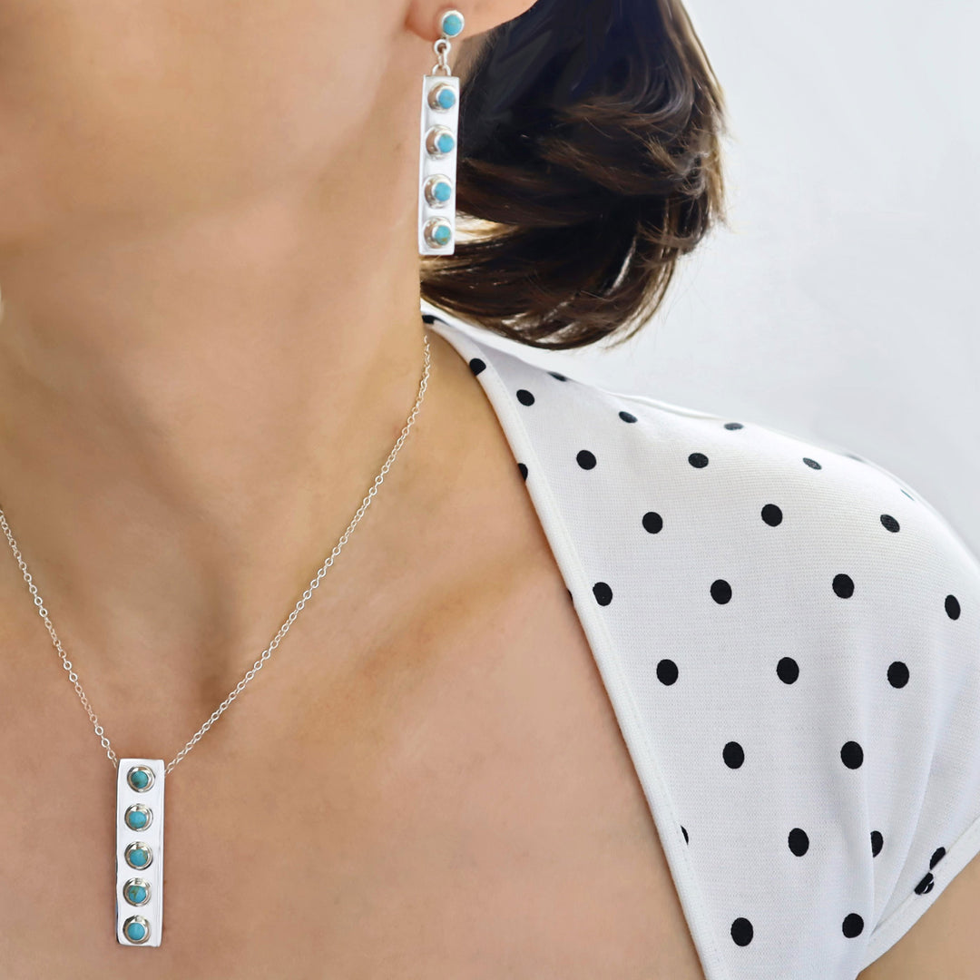 Long Rectangle Sterling Silver Earrings - Mexican Design
