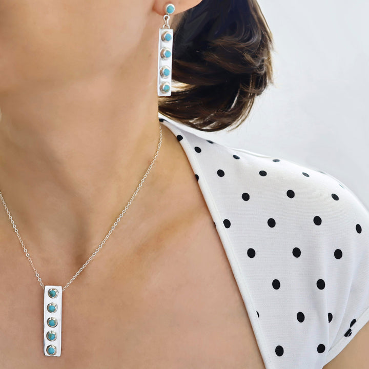 Long Rectangle Sterling Silver Earrings - Mexican Design