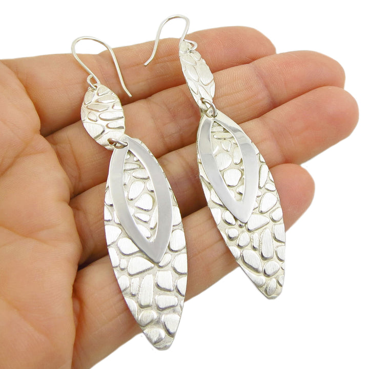 Brushed Pebble Silver Earrings - Handmade Jewellery