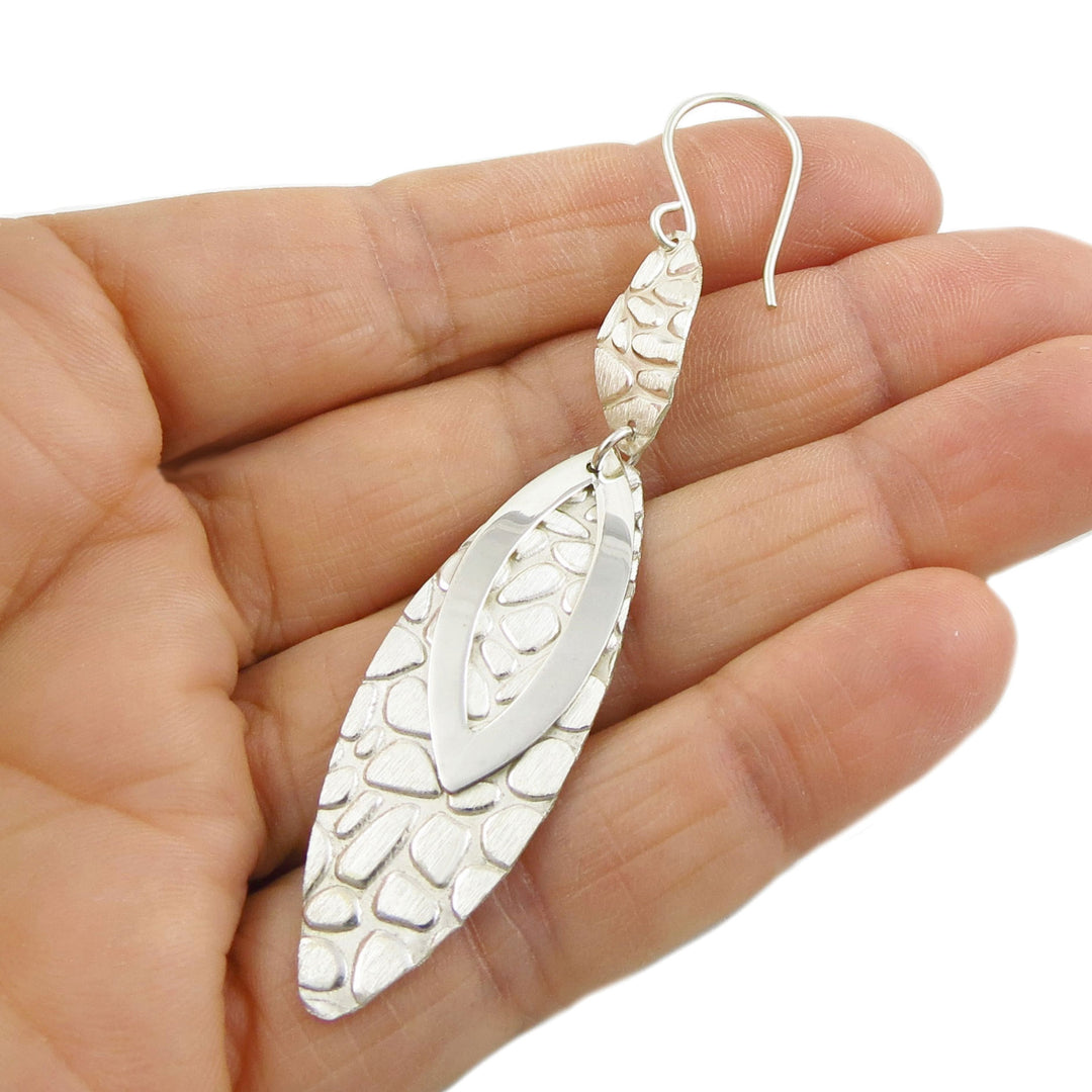 Brushed Pebble Silver Earrings - Handmade Jewellery