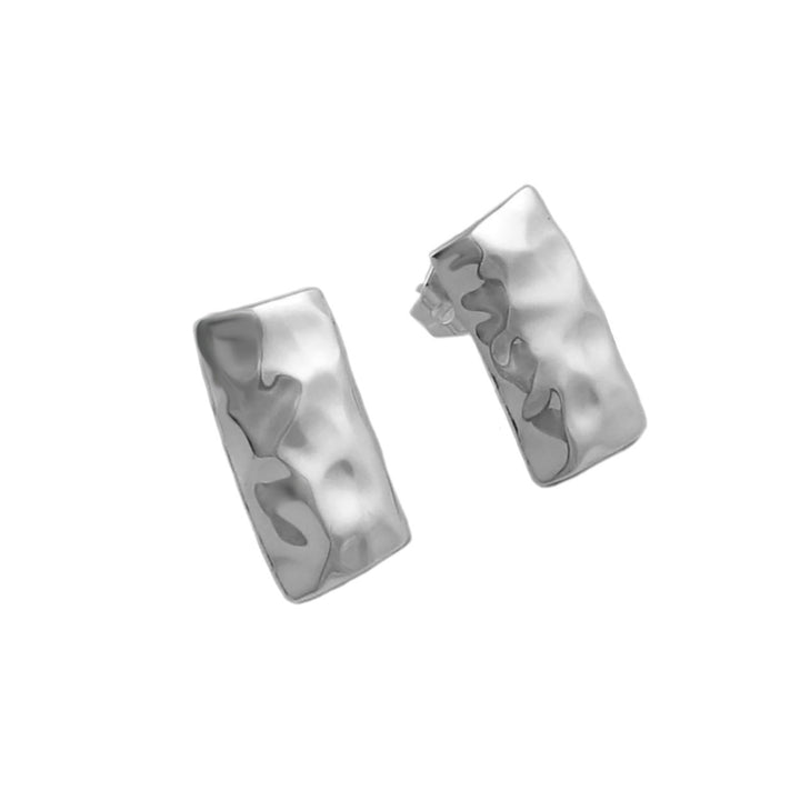 Hammered Silver Rectangle Earrings - Handmade Jewellery