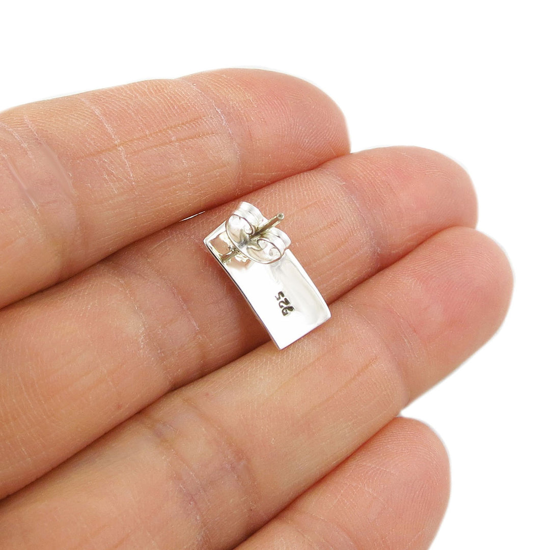 Hammered Silver Rectangle Earrings - Handmade Jewellery