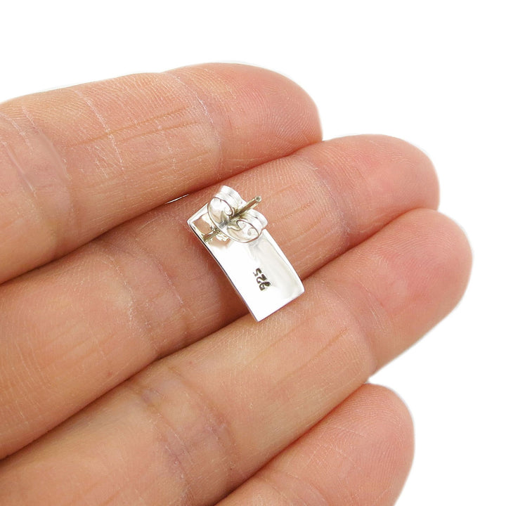 Hammered Silver Rectangle Earrings - Handmade Jewellery