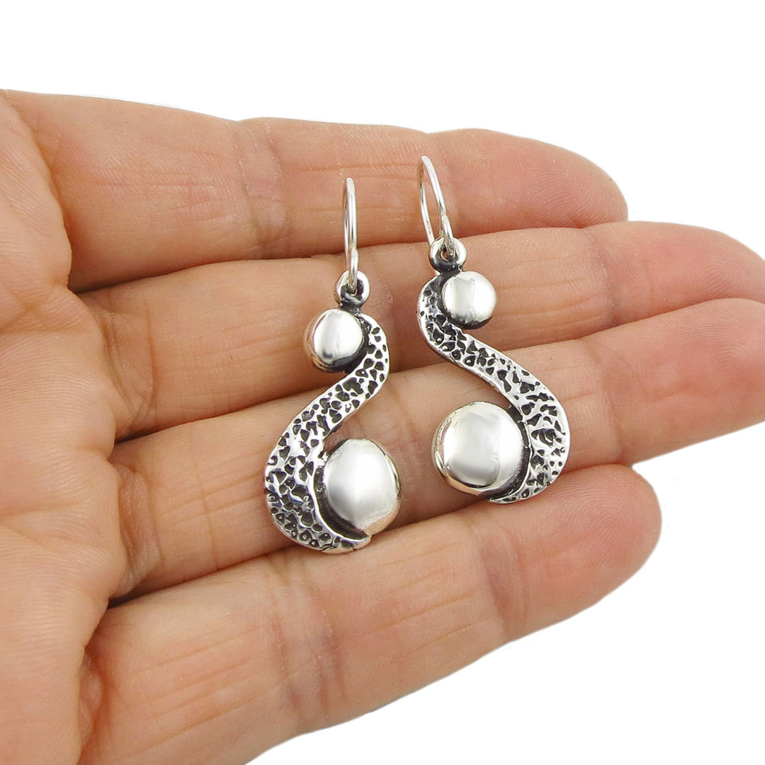 Organic Silver Drop Earrings