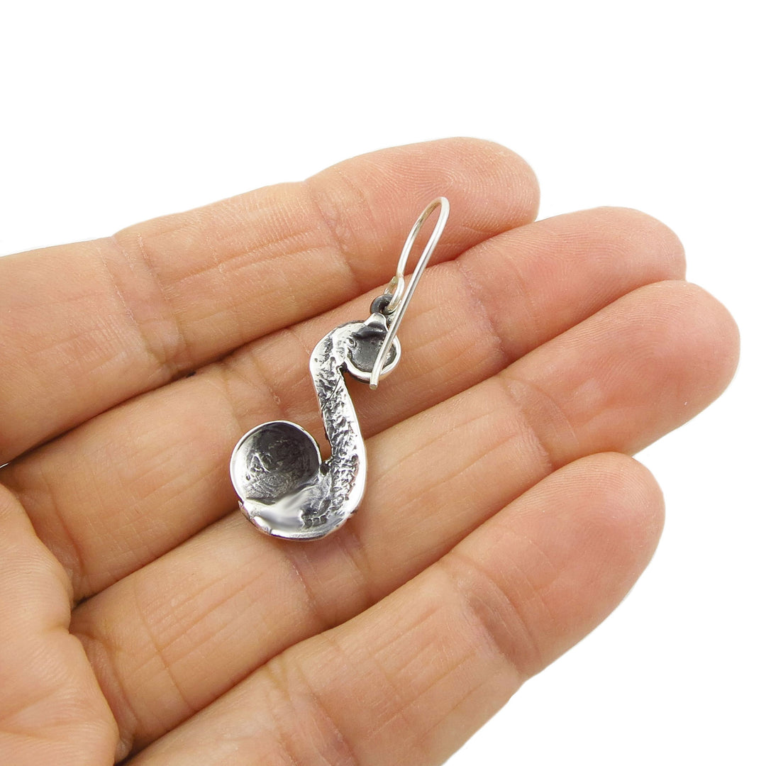 Organic Silver Drop Earrings