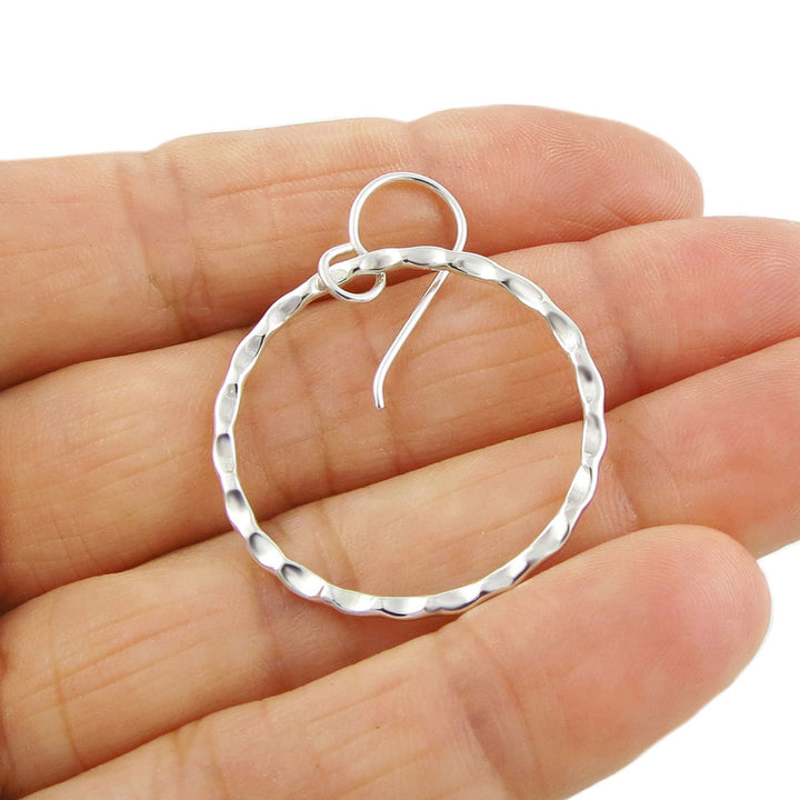 Hammered Silver Charm Circle Earrings
