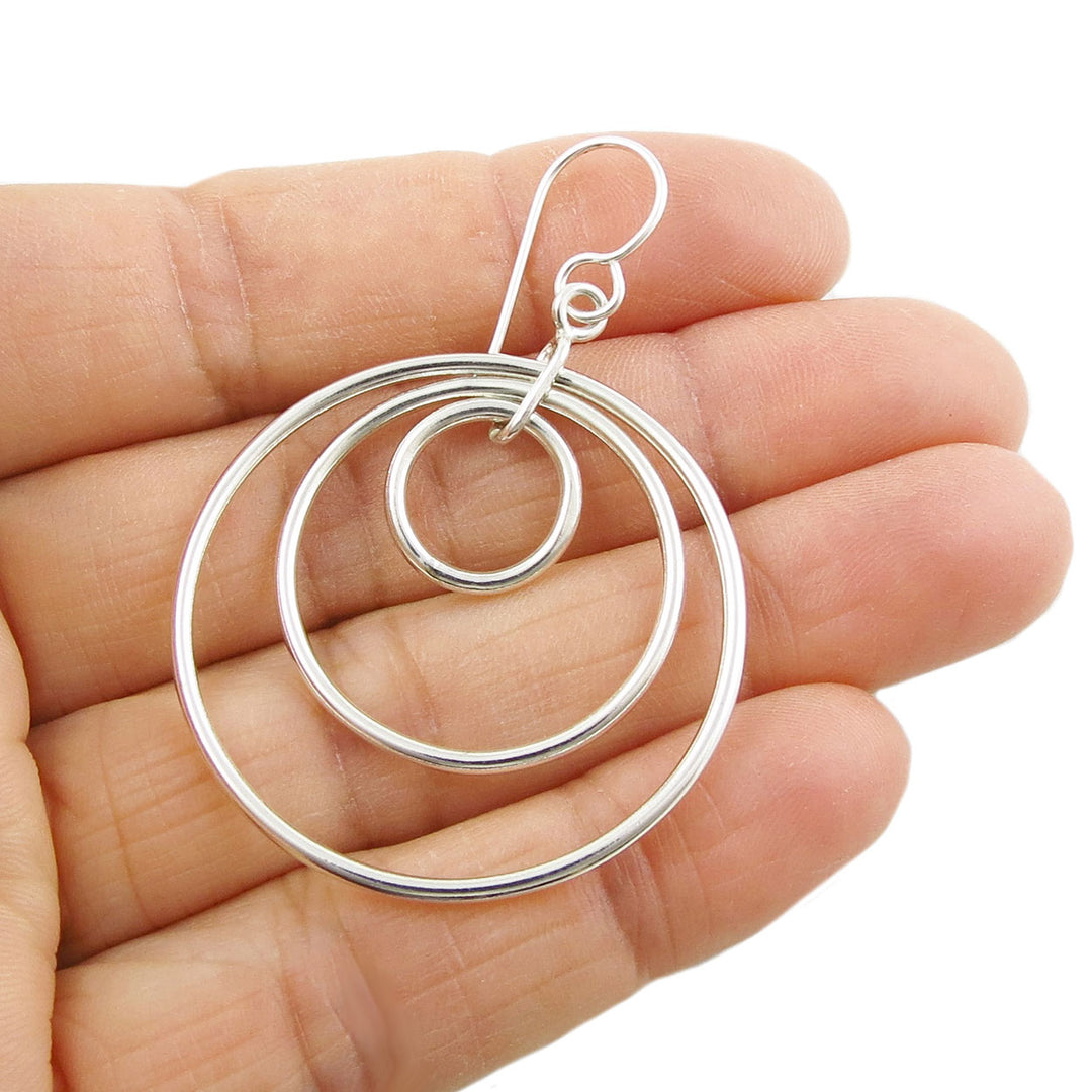 Infinity Circle Silver Earrings
