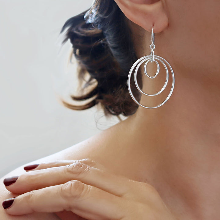 Infinity Circle Silver Earrings
