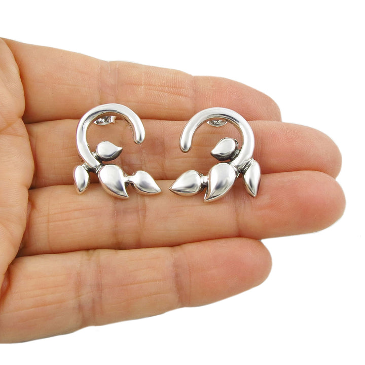 Silver Vine and Leaf Earrings