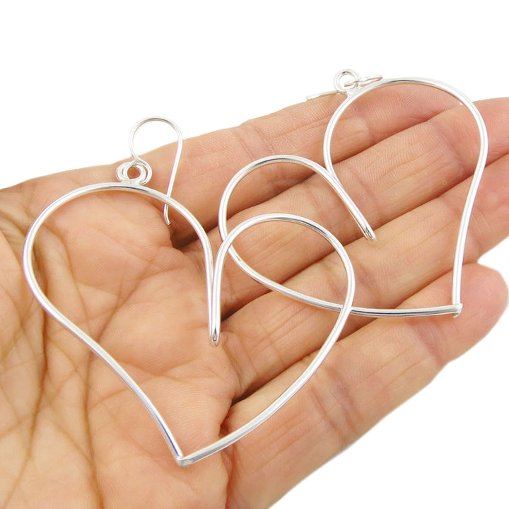 Silver Wrapped Heart Hoop Earrings